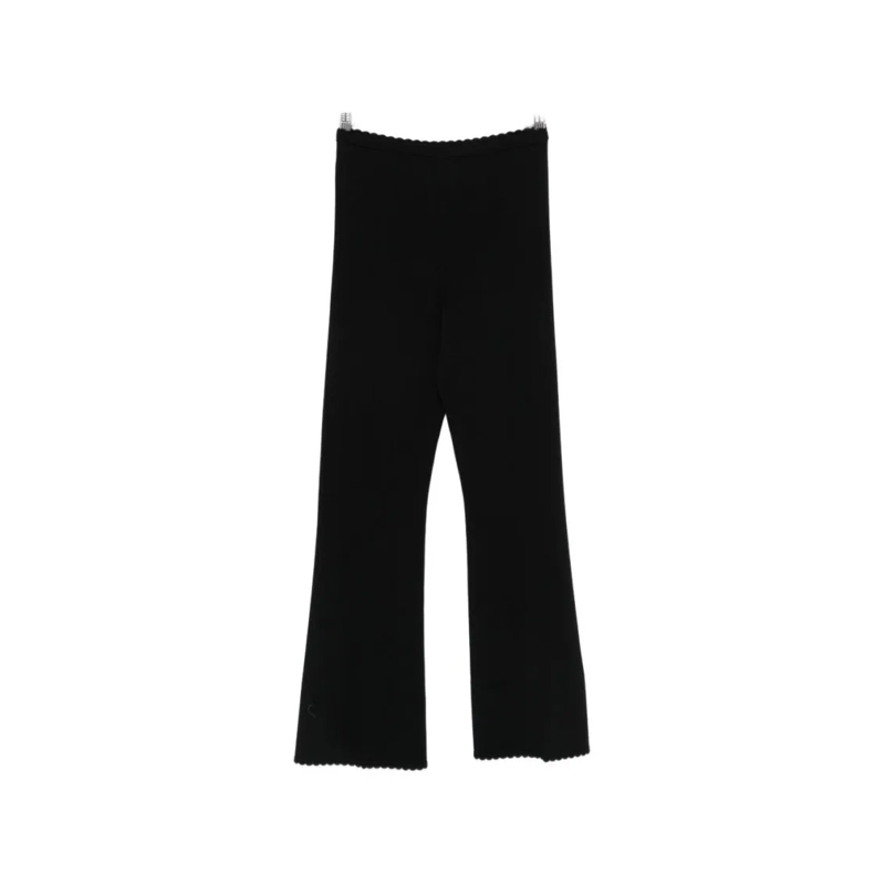 Twin-Set  Straight-Leg Pants With Scalloped Hem Black