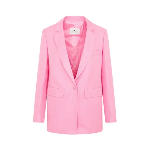 Etro Pink Linen And Silk Fuji Jacket Pink Blazer