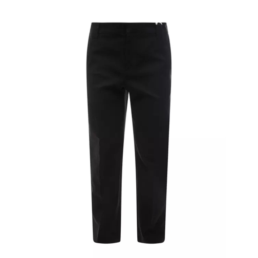 Valentino Stretch Cotton Trouser With Iconic Lateral Bands Black Pantaloni
