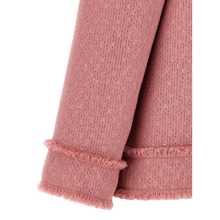 Dolce&Gabbana Tweed Blazer With Fringed Piping Pink | Blazer