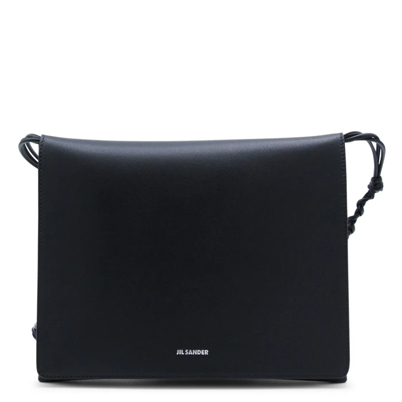 Jil Sander Sac à bandoulière Tangle Flat Shoulder Bag With Subtle Logo Black