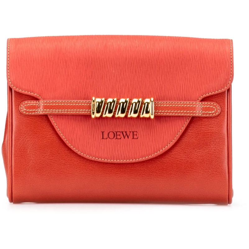 Loewe Pochette Leather Velazquez Twist Clutch rot