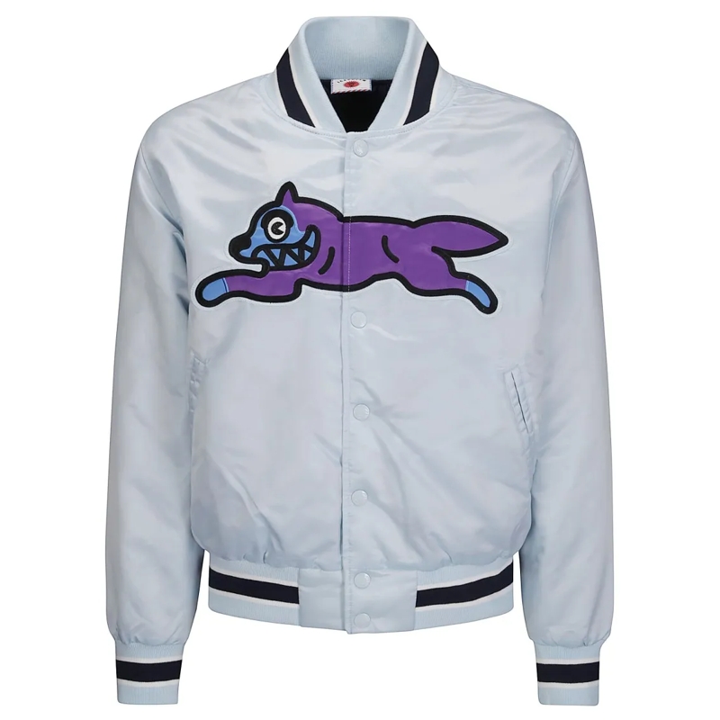 ICE CREAM Blouson aviateur Dog Satin Running Bomber Jacket Grey