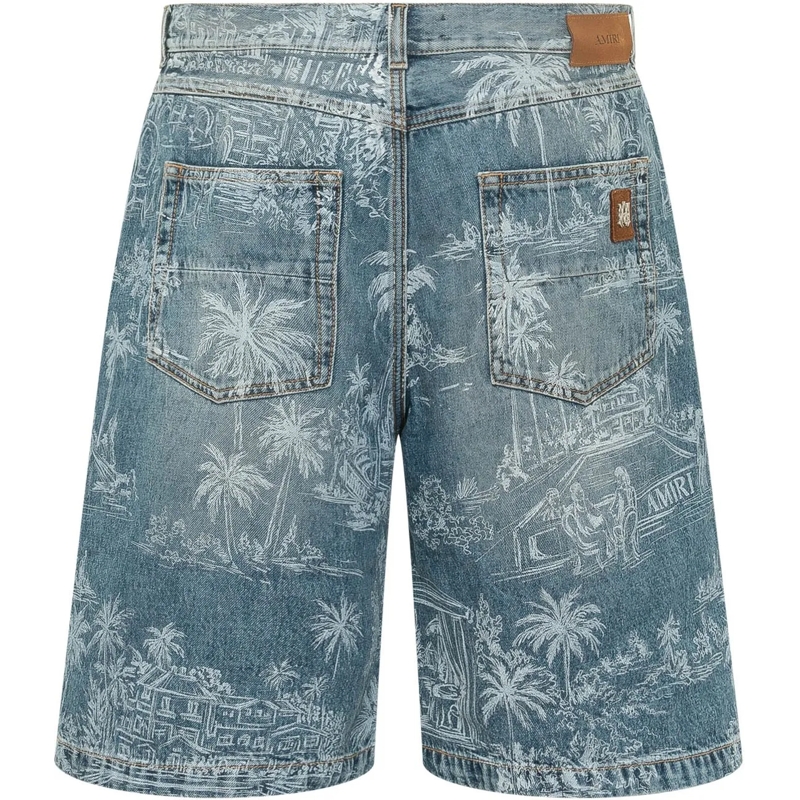 Amiri Shorts Chateau Denim Shorts con Stampa Paesaggio blau(Image 2)
