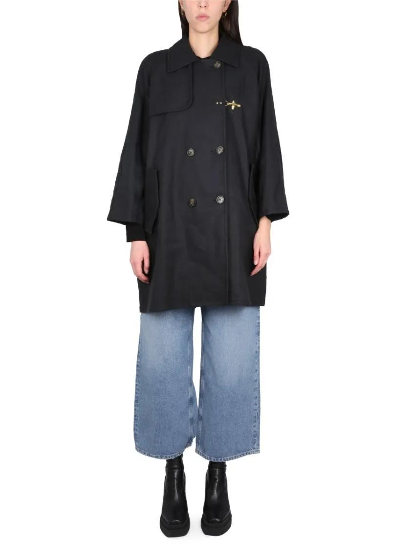 Thumbnail - Fay - Double-Breasted Trench Coat - Größe S - schwarz