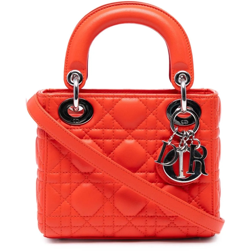 Christian Dior Schultertasche Mini Lambskin Cannage Lady Dior orange