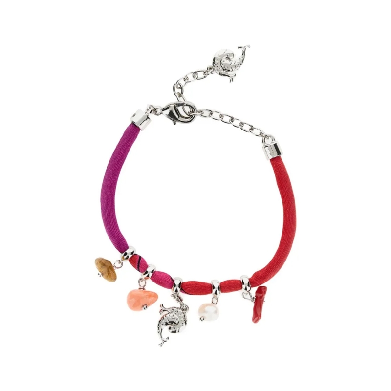 Emilio Pucci Bracelet Fabric Bracelet With Colorful Charms And Silver Do Multicolor