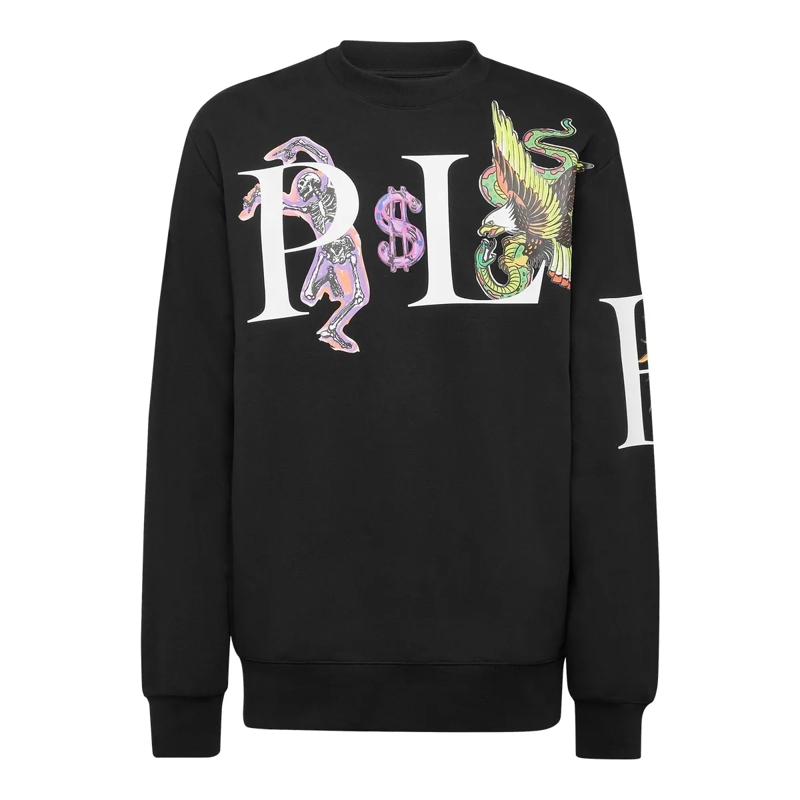 Philipp Plein Top Sweatshirt Tattoo schwarz