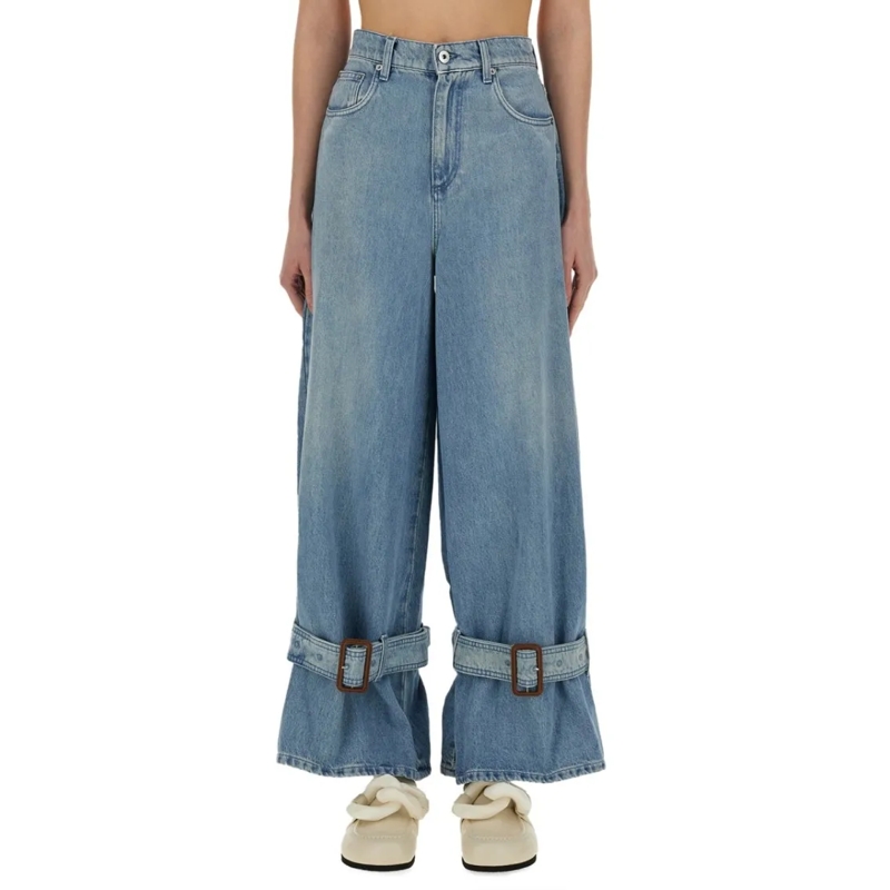 J.W.Anderson Jeans Wide-Fit Jeans With Unique Buckle Detail Blue