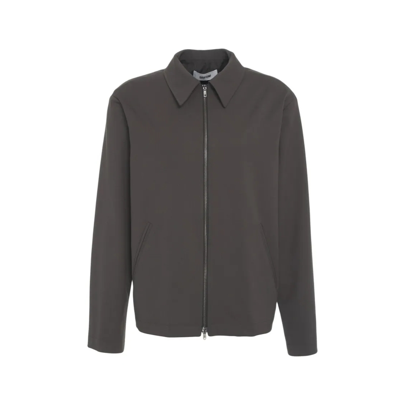 Grifoni  Brown Zippered Overshirt Grey