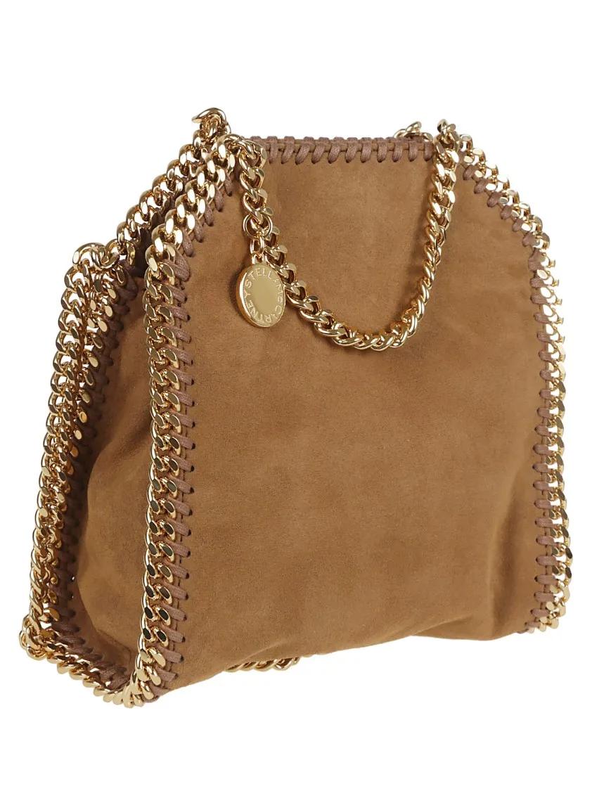Stella Mccartney Shoppers & Totes Tiny Tote With Diamond Chain Trim in bruin