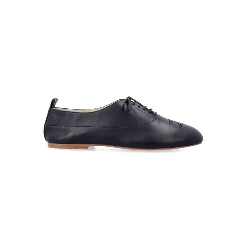 Celine Schnürschuhe Perforated Lambskin Richelieu Shoes With Almond To Black