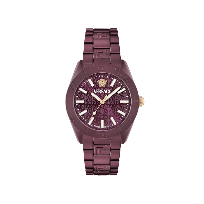 Versace Quarzuhr Quarz-Analoguhr V-Dome Alluminium.timeles burgundy