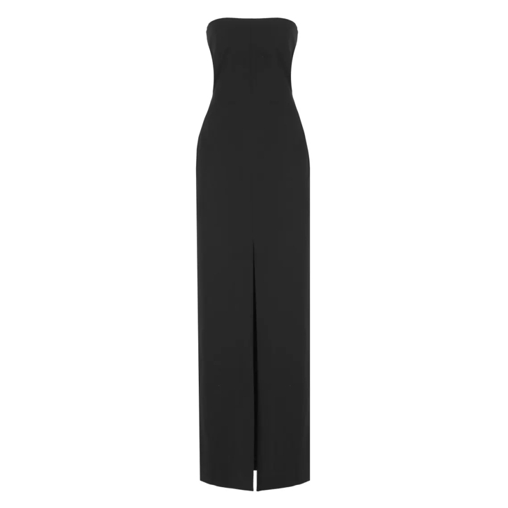 Solace London Straight Neckline Black Evening Dress Black