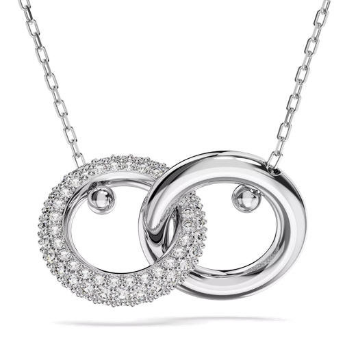 Swarovski Dextera pendant, Interlocking loop, Rhodium plated White Pendentif