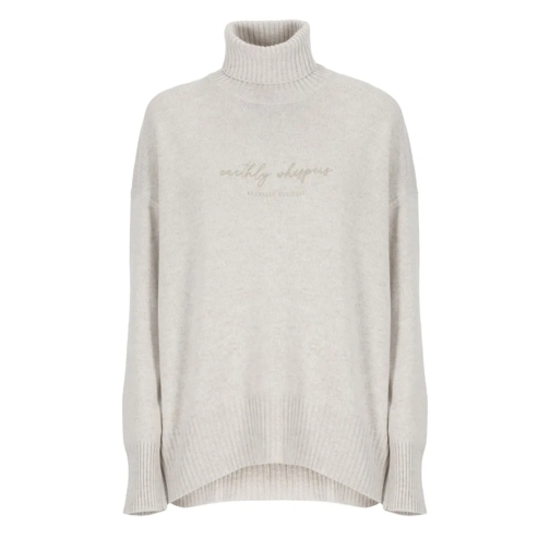 Brunello Cucinelli Rollkragenpullover Sweater With Embroidery Neutrals