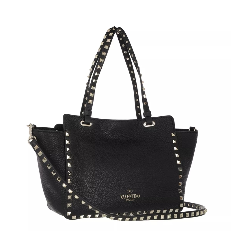 Valentino Garavani Fourre-tout Rockstud Small Tote Calfskin Black(Image 4)