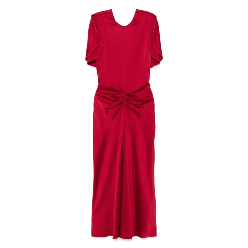 Victoria Beckham Midi-jurk Midi Dress With Flutter Sleeves Red