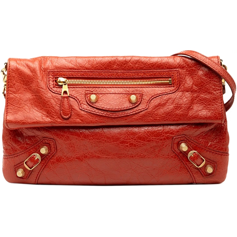 Balenciaga Schultertasche Lambskin Motocross Giant 12 Envelope Clutch With S rot