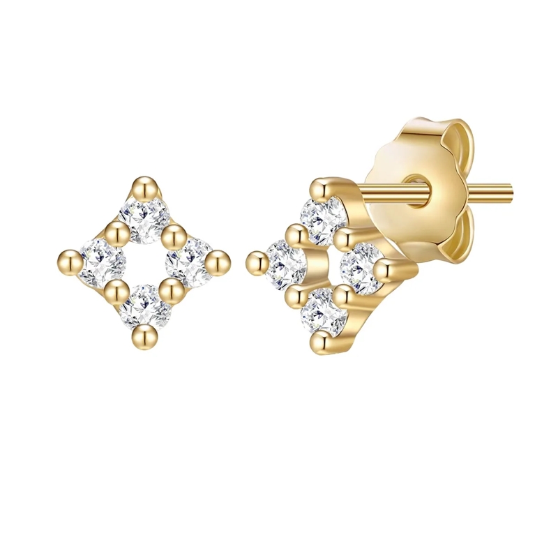 Glanzstücke München Ohrstecker Sterling Silber Ohrstecker Zirkonia Ouadrat gold