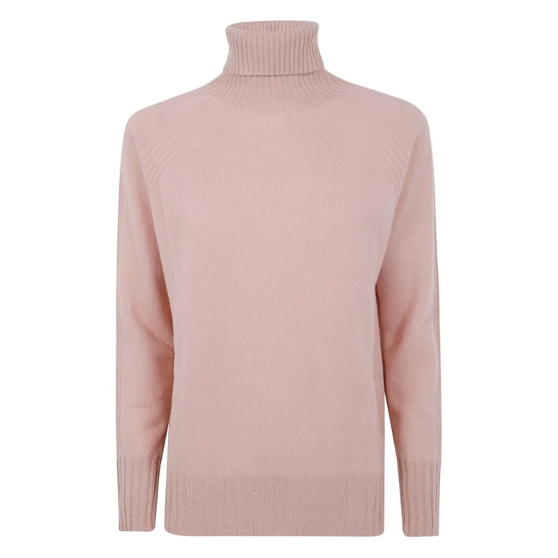 Twin-Set Pull Dusty Pink Turtleneck Sweater With Raglan Sleeves Pink