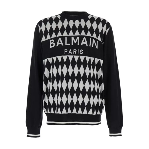 Balmain Diamond Logo Jacquard Sweater Black 