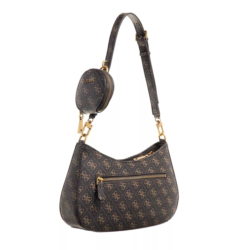 Guess Hobo Bag Alexie Top Zip Shoulder Bag Brown Logo(Image 3)