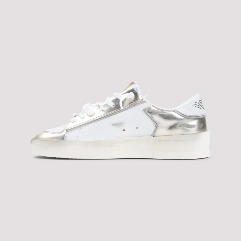 Golden Goose Lage-top sneaker Metallic Silver Leather Sneakers With Signature St White