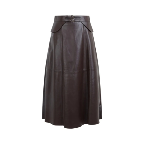 Polo Ralph Lauren Jupes en cuir Millie Mid A-Line Skirt Brown