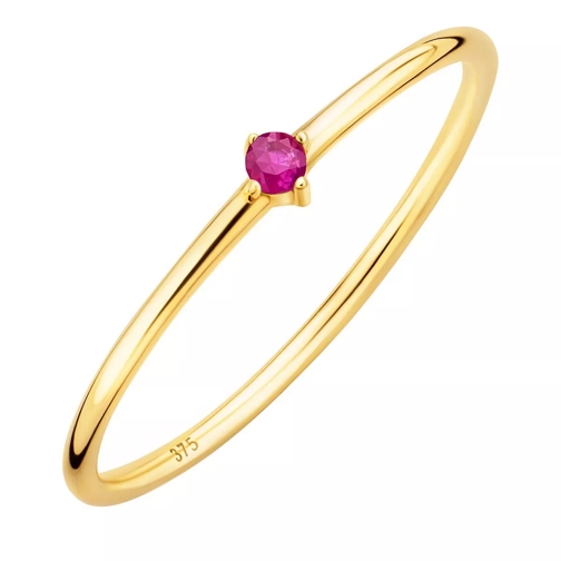 DIAMADA 9K Ring with Ruby (glass filled)   Yellow Gold and Ruby Bague solitaire