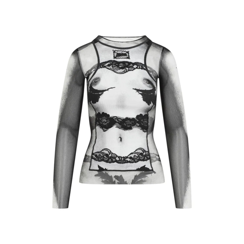 Jean Paul Gaultier Topjes met lange mouwen "Body Lace Mariniere" Top Black