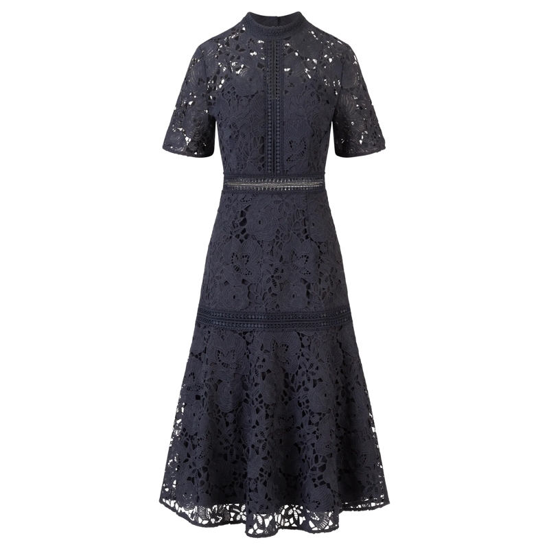 Apart Abendkleid Midi Spitzenkleid dunkel-blau