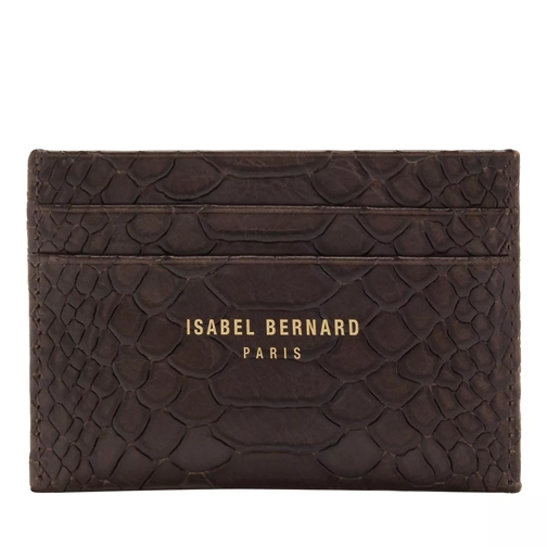 Isabel Bernard Honoré Eve Brown Calfskin Leather Card Holder With Snake Print Kartenhalter