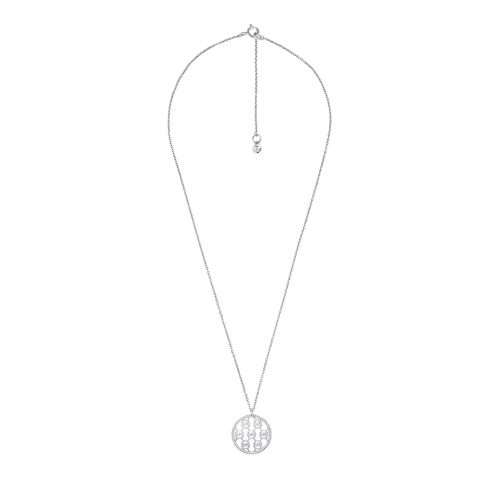 Michael Kors Sterling Silver Monogram Logo Pendant Necklace Silver Collana corta