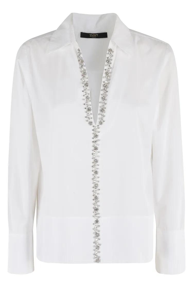 Thumbnail - SEVENTY - White Poplin Oversized Shirt - Größe 42 - weiß