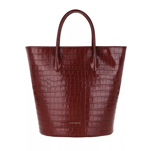 Coccinelle Handbag Croco Shiny Soft Leather Marsala Tote