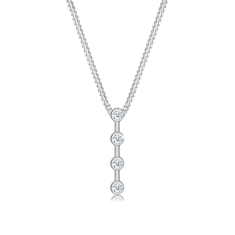 Elli Mittellange Halskette Halskette Basic Stab Geo Kreis Diamant (0.06 ct.)  silber
