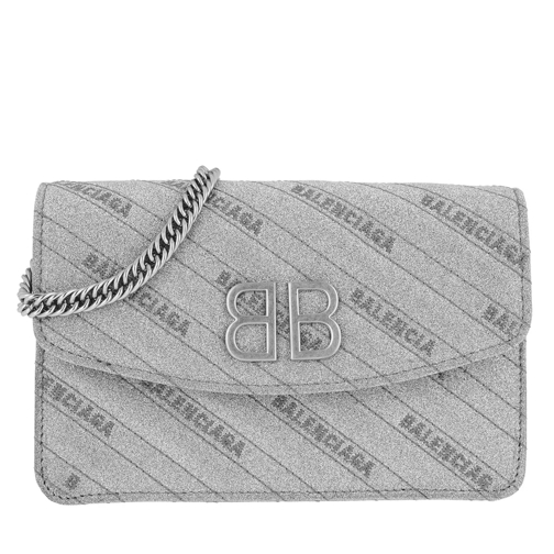 Balenciaga BB Wallet On Chain Glitter Silver Cross body-väskor