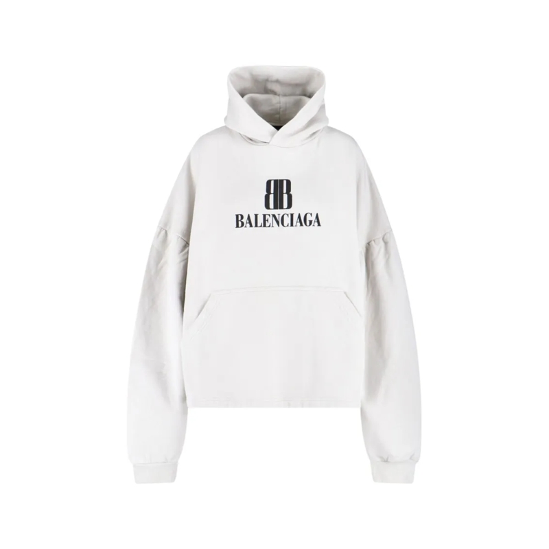Balenciaga  Logo Hoodie – White White