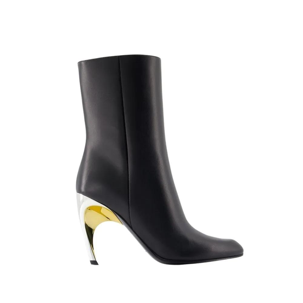 Alexander McQueen Stiefel - Seal Ankle Boots - Calfskin - Black - Gr. 38 (EU) - in Schwarz - für Damen