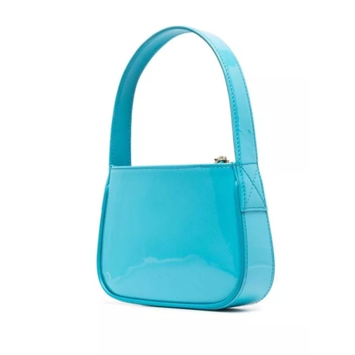 Blumarine Light Blue- Patent Finish Mini Bag With Rhinestone Blue Minitasche