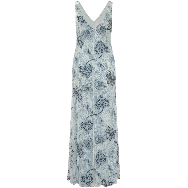 Ralph Lauren Maxikleid Abito Lungo con Scollo a V e Stampa hellblau(Image 2)