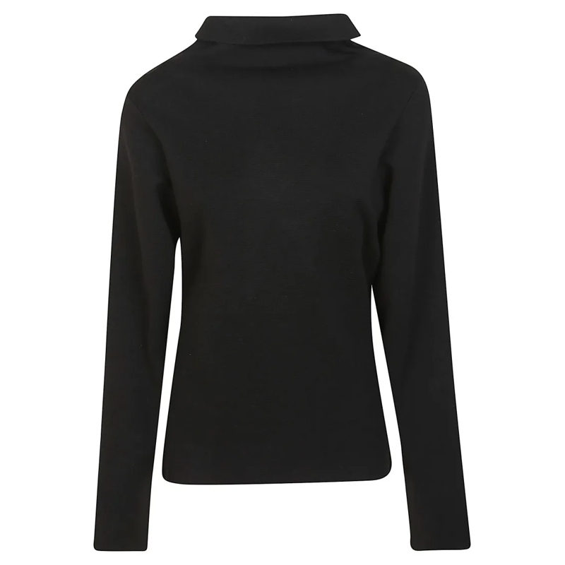 P.A.R.O.S.H. Pull à col roulé Boxy Fit Wool Blend Turtleneck With High Collar Black