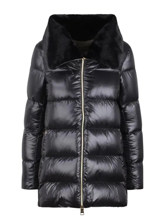 Herno - Eco-Fur Collar Down Jacket - Größe 46 - schwarz