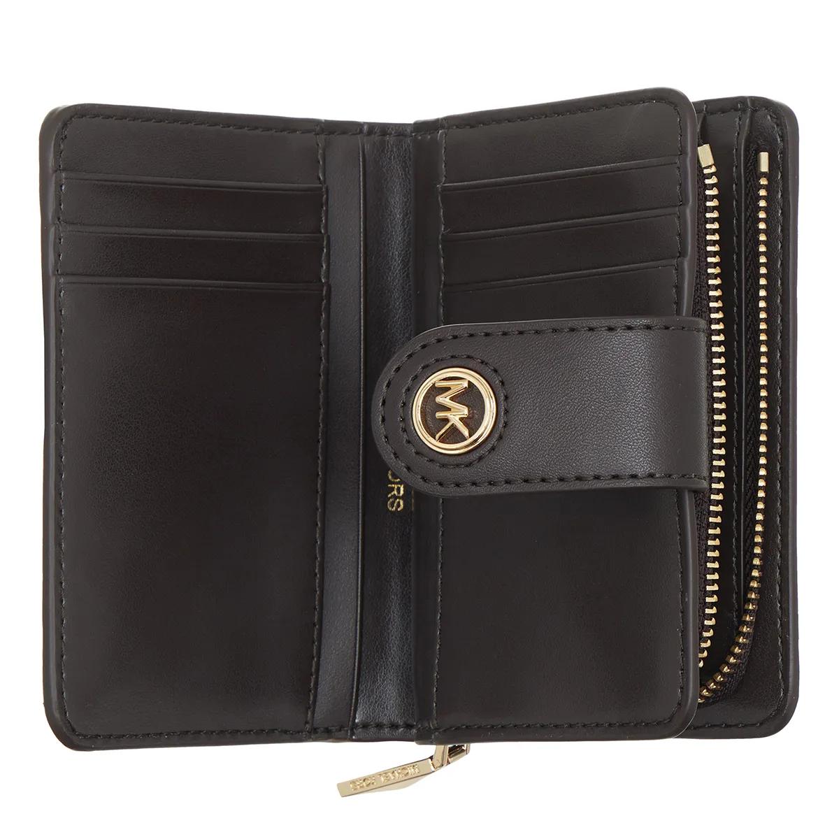 Michael Kors Mk Charm Small Tab Compact Pocket Wallet Chocolate Portefeuille a deux volets