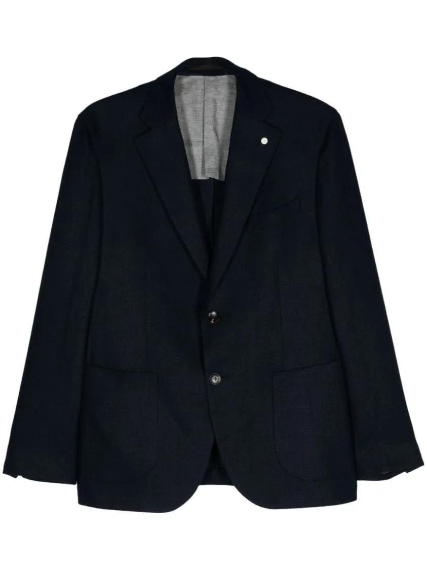Thumbnail - Luigi Bianchi - Navy Blue Wool Jacket - Größe 54 - blau