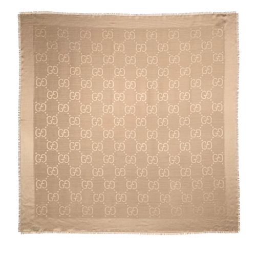 Gucci Leichter Schal GG Jacquard Silk Wool Shawl Camel