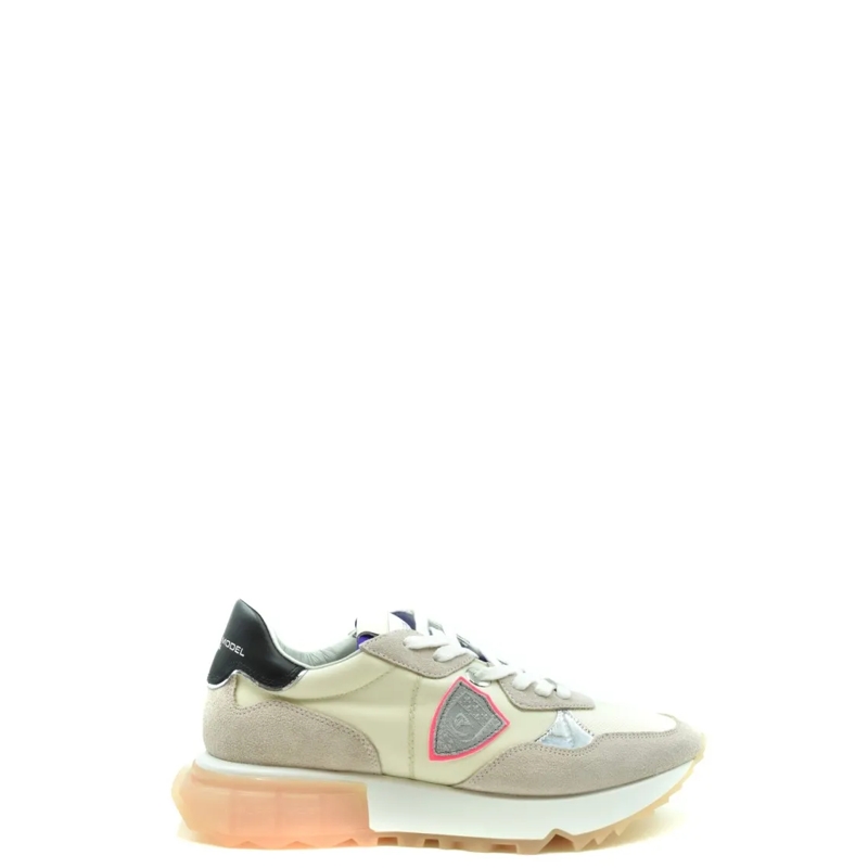 Philippe Model Lage-top sneaker Beige Leather Sneakers With Translucent Sole Yellow