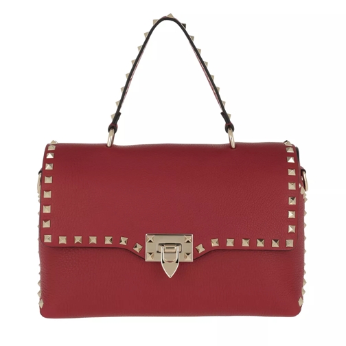 Valentino Garavani Rockstud Shopper Leather Rosso Crossbody Bag