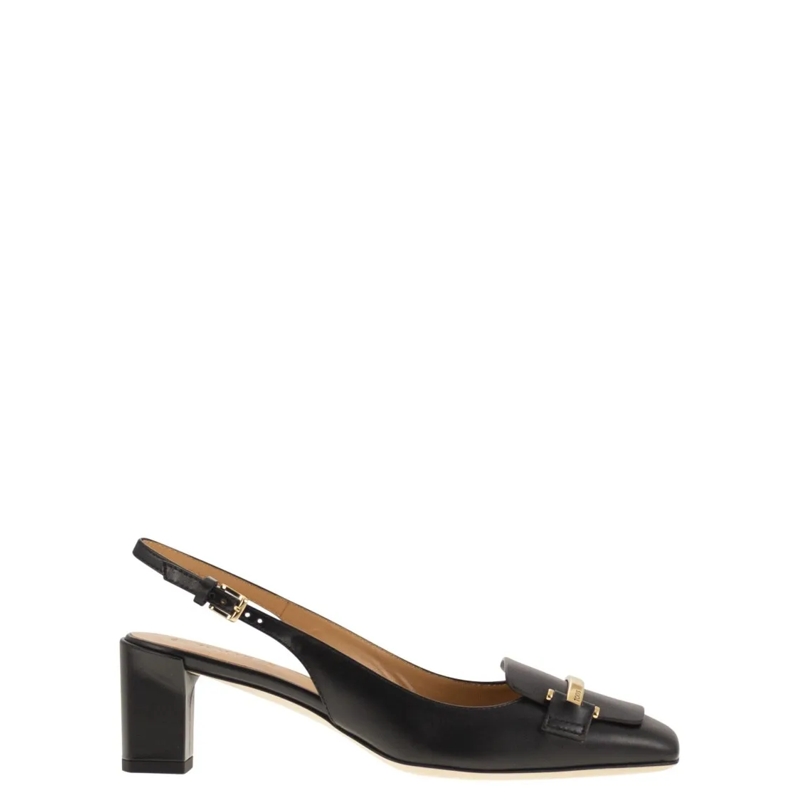 Tod's Sandalen Calfskin Slingback Pump With Geometric Heel Black